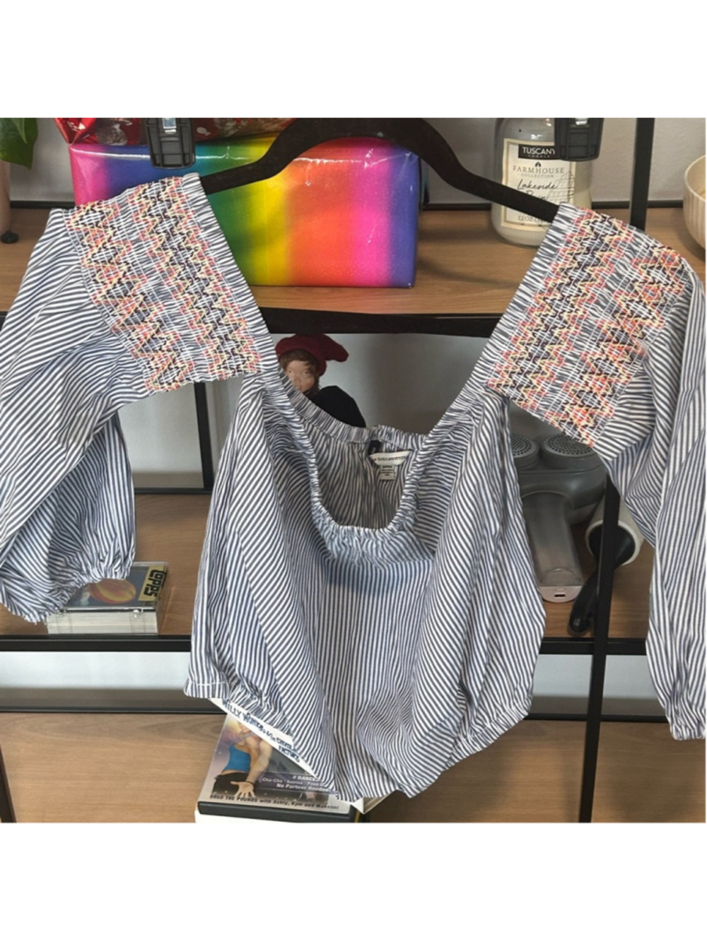 American Eagle Outfitters Blue and White Striped Blouse
